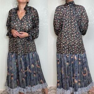 Elegant Floral Long Sleeve Maxi Dress